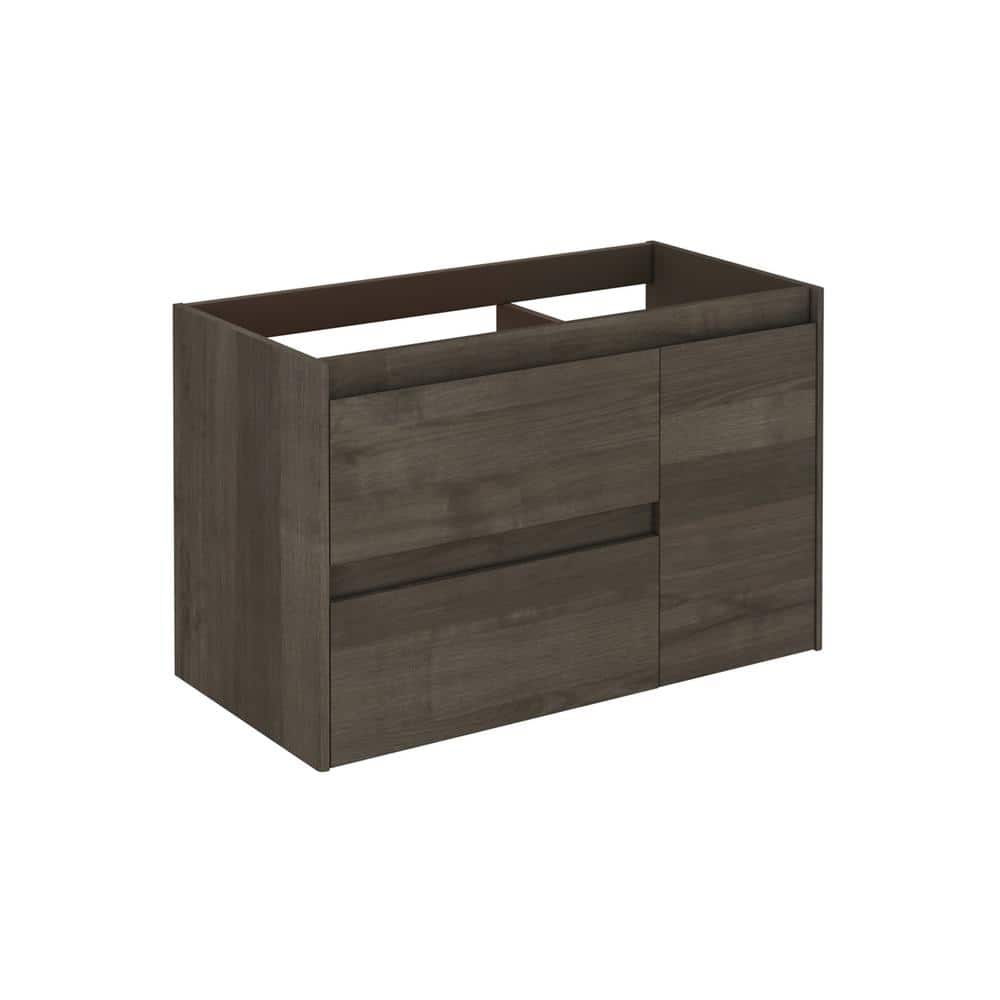 Ambra 35.1" Dark Brown MDF Wall Mounted Single Vanity Base