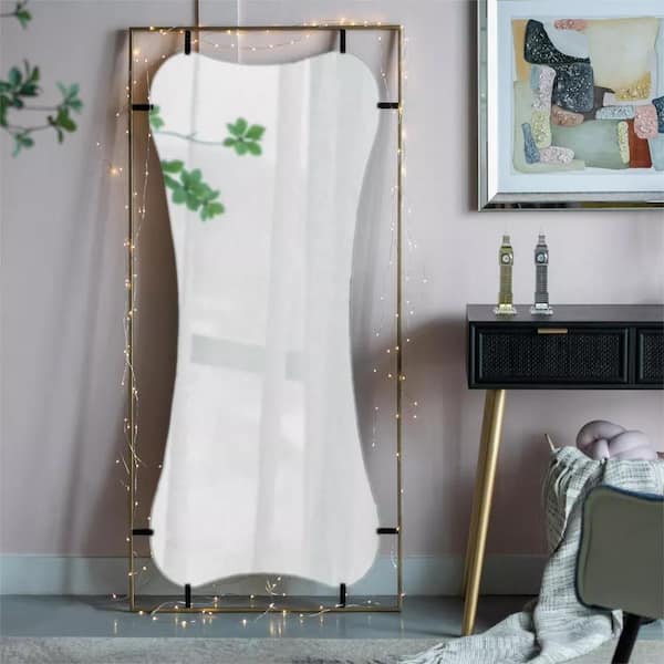 Unbranded 28 in. W x 60 in. H Rectangle Gold Metal Framed Wall Mirror with Contemporary Design Wall Decor for Bathroom, Entryway