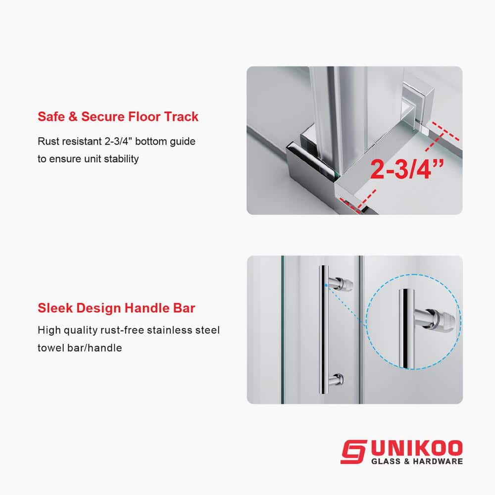 Chrome Frameless Sliding Shower Door with Clear Glass