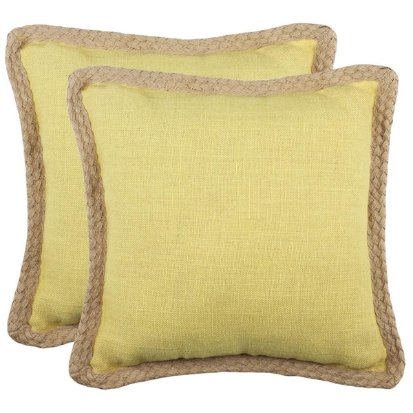 SAFAVIEH Sweet Sorona Yellow 18 in. x 18 in. Throw Pillow Set of 2