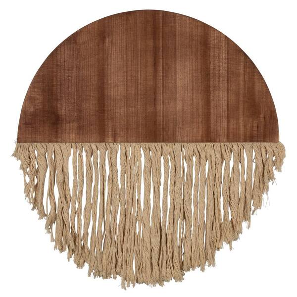 Stratton Home Decor Half Circle Wood Macrame Wall Decor