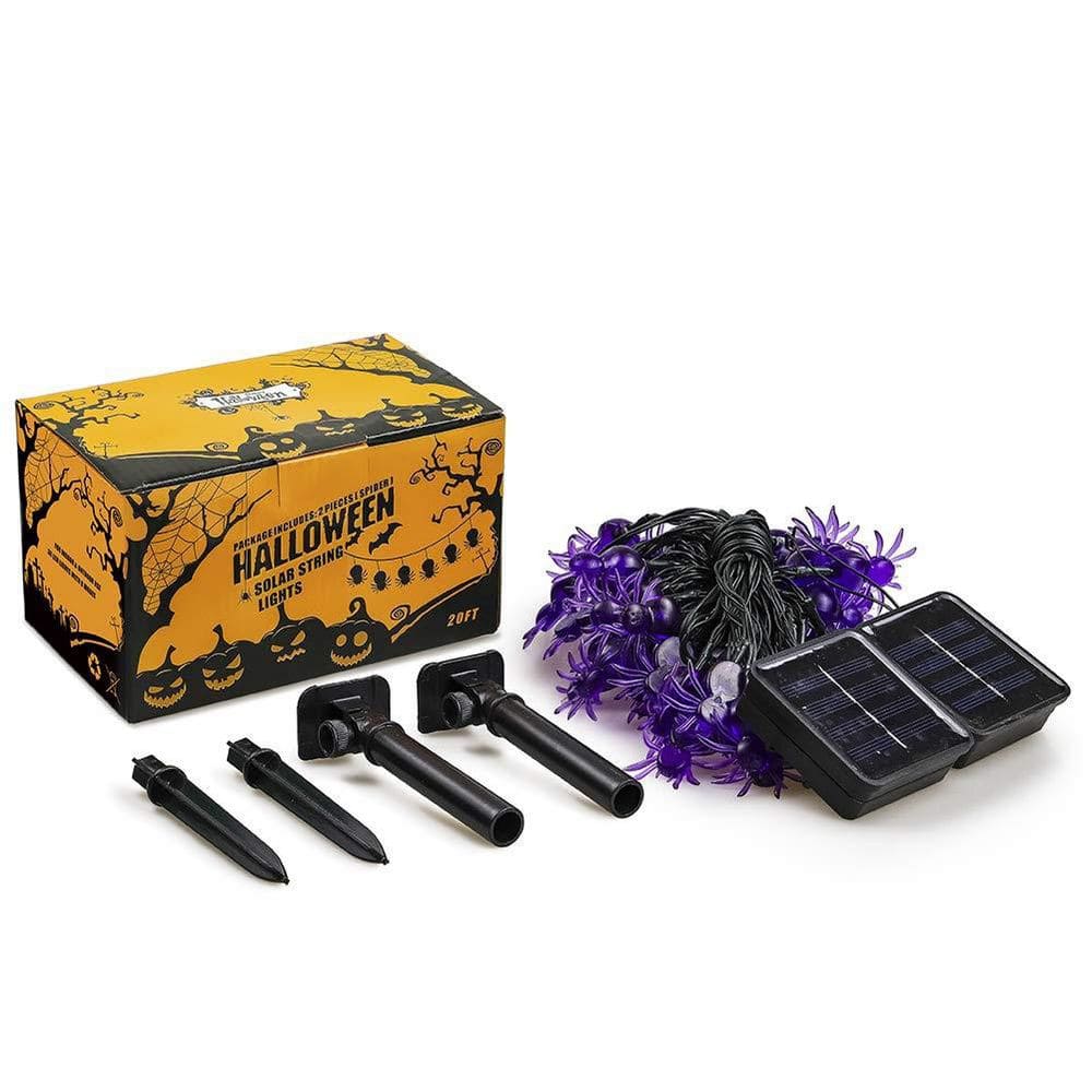 OGETFUUR 20 ft. 30 LED Purple Spider Halloween String Lights