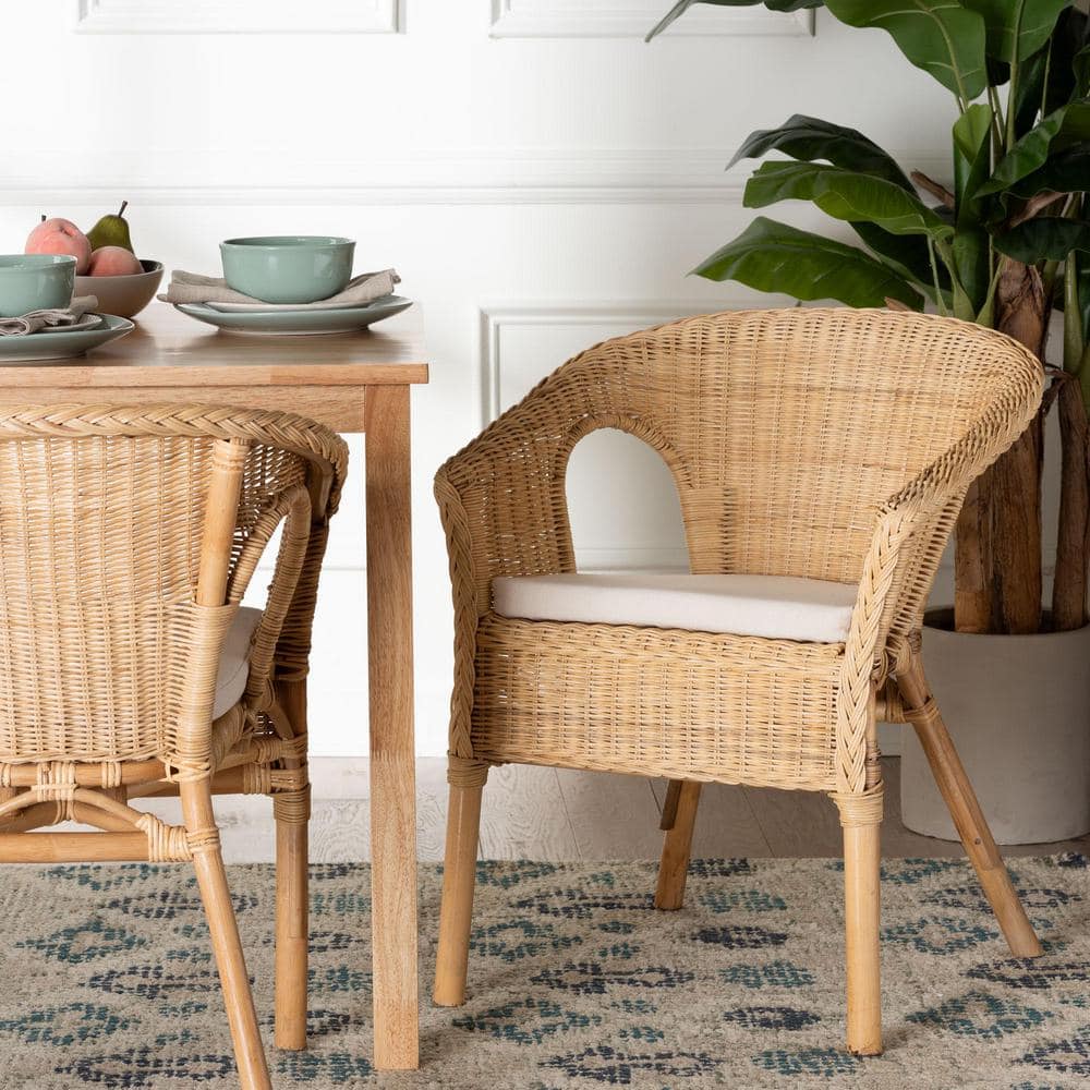 Abbey Natural Rattan Bohemian Dining Arm Chair