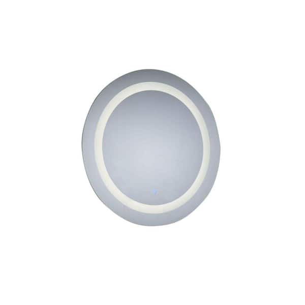 Home Decorators Collection 24 in. W x 24 in. H Round Frameless Wall Bathroom Vanity Mirror in Silver with LED Light