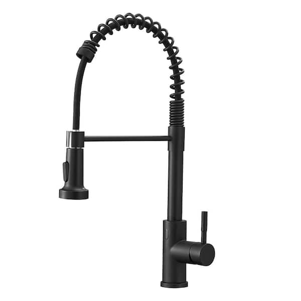 Single Handle Pull Out Sprayer Automatic Smart Kitchen Faucet in Matte Black