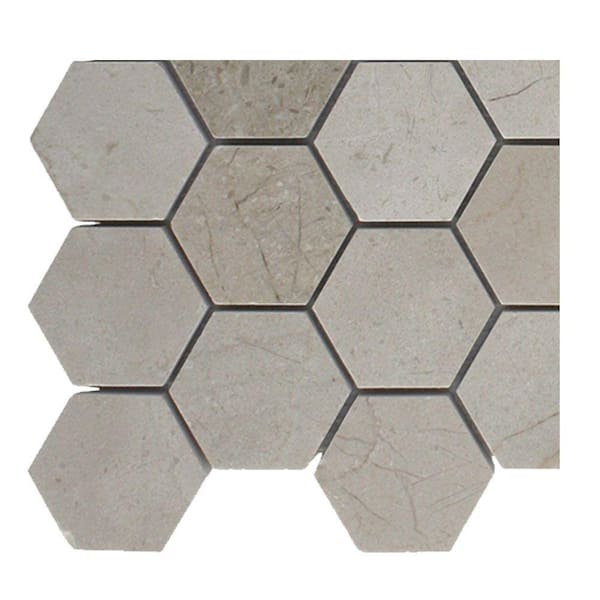 Ivy Hill Tile Crema Marfil Hexagon Polished Marble Mosaic Floor and Wall Tile - 3 in. x 6 in. x 8 mm Tile Sample