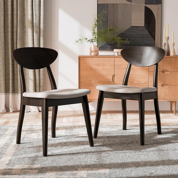 Furniture of America Shelun VI Black Wenge Fabric Upholstered Dining Chairs with Curved Backrest (Set of 2)