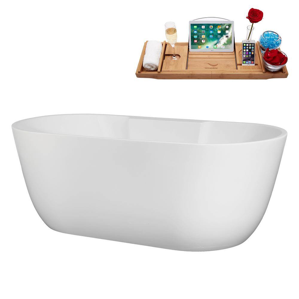 63" White Acrylic Freestanding Double Slipper Soaking Tub