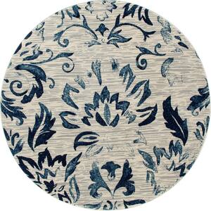 Bastille Faded Beauty Blue 8 ft. x 8 ft. Round Area Rug