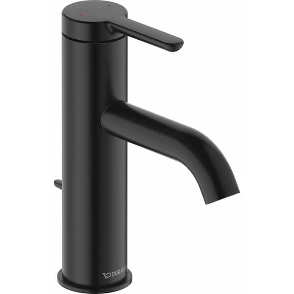 Duravit 1-Single Handle Single Hole Bathroom Faucet with Deck Plate Included and Drain Kit Included in Black Matte