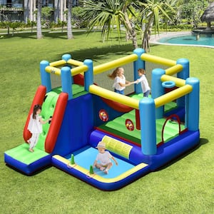 8-in-1 Kids Inflatable Bounce House Bouncy Castle Indoor Outdoor Without Blower