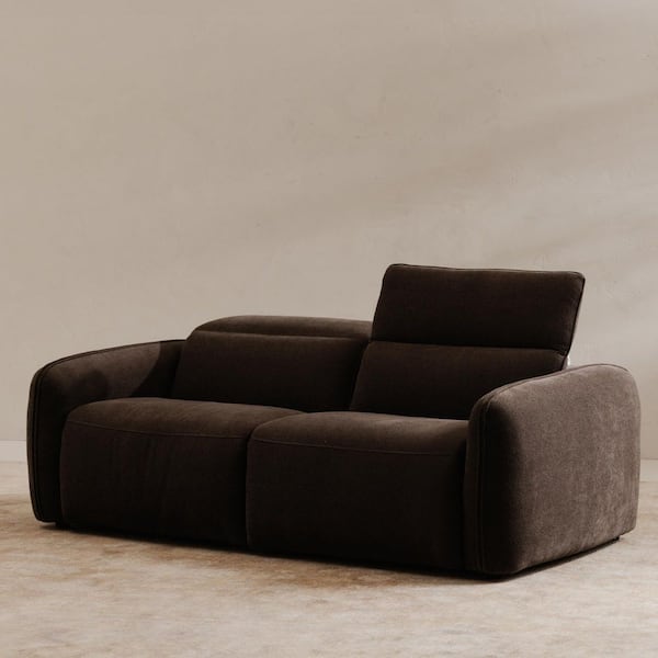 Yarrow Dusk Grey Polyester Wood Base Power Recliner Sofa with Motion Headrests and Footrests