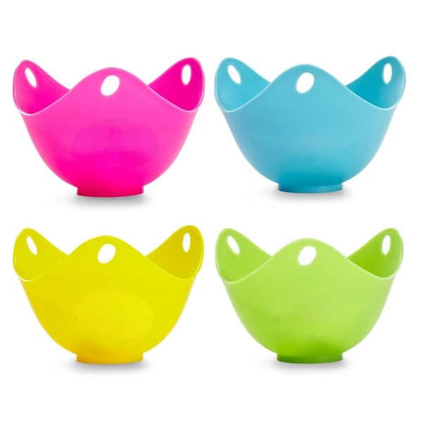 4-Piece Silicone Egg Poacher Set for Microwave and Stovetop with Ring Standers
