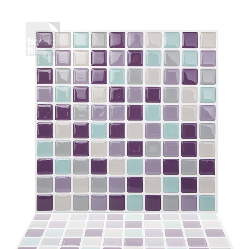 Reviews For Tic Tac Tiles Mosaic Violetmint 10 In W X 10 In H Peel And Stick Self Adhesive Decorative Mosaic Wall Tile Backsplash 5 Tiles Hd Sqw09 5 The Home Depot