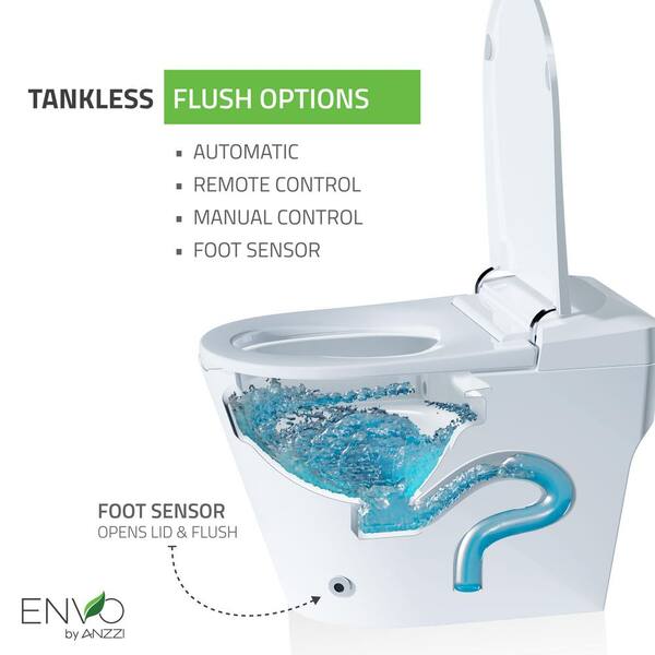 ANZZI - ENVO Echo Elongated 1.28 GPF Smart Bidet Toilet in Matte Black with Auto Open, Auto Flush, Voice and Wi-Fi Control