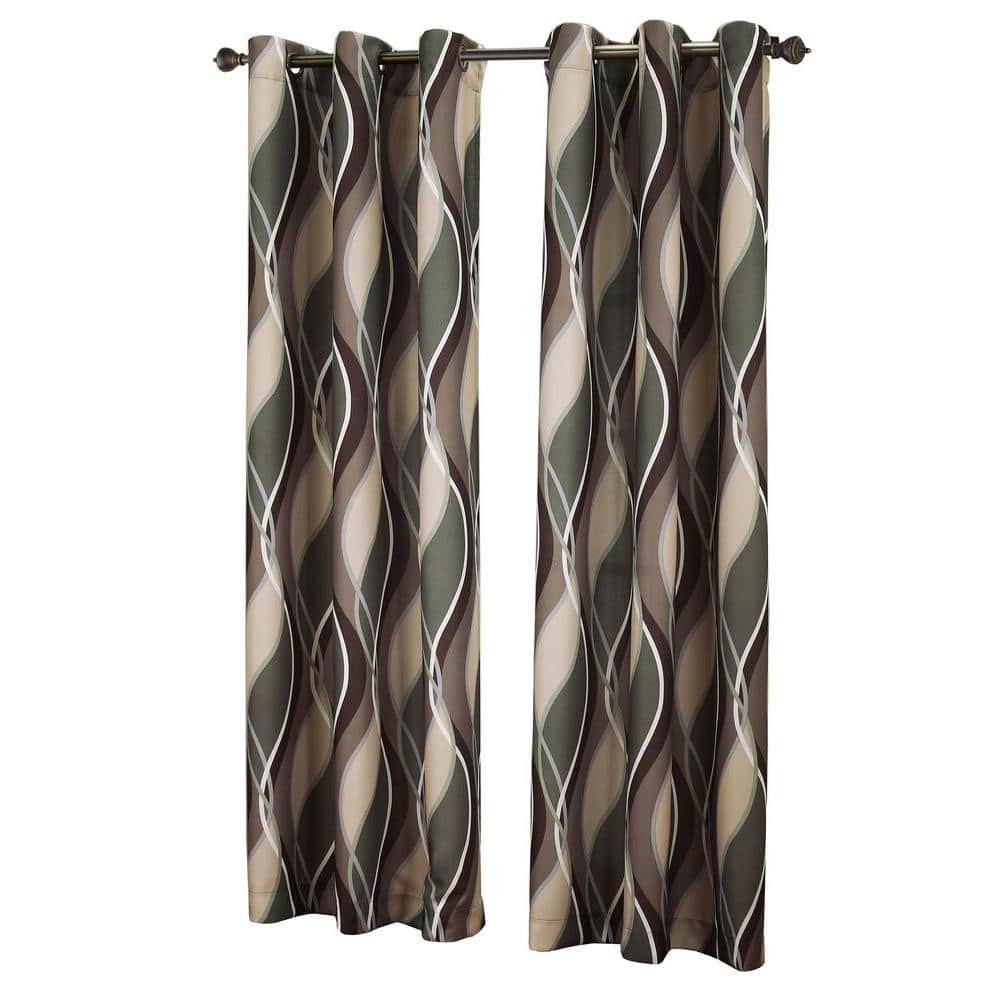 Spruce Green Light-Filtering Polyester Grommet Curtain Panel