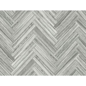 Hermosa Herringbone Grey Peel and Stick Wallpaper Roll