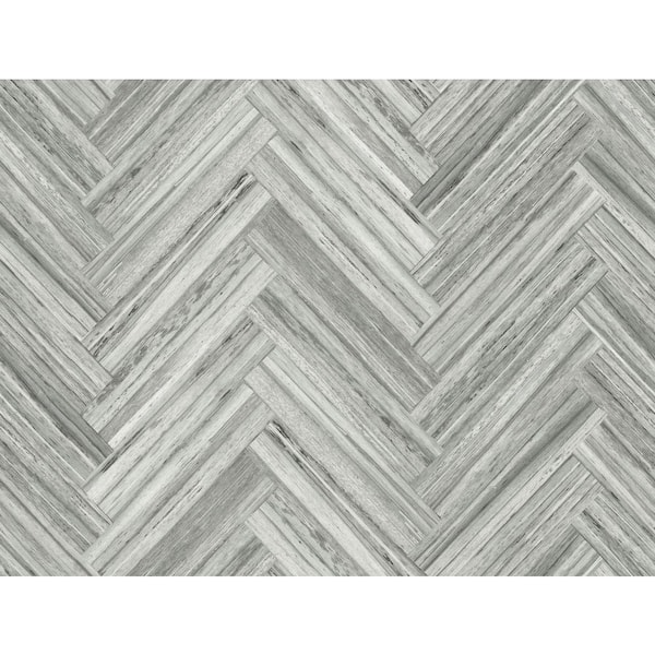 York Wallcoverings Hermosa Herringbone Grey Peel and Stick Wallpaper Roll