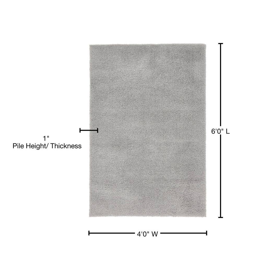 Serenity Soft Shag 4' x 6' Light Gray Rectangular Rug for Kids