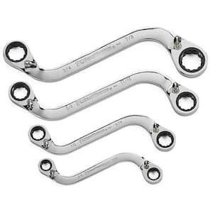 72-Tooth 12 Point SAE Reversible S-Shape Double Box Ratcheting Wrench Set (4-Piece)
