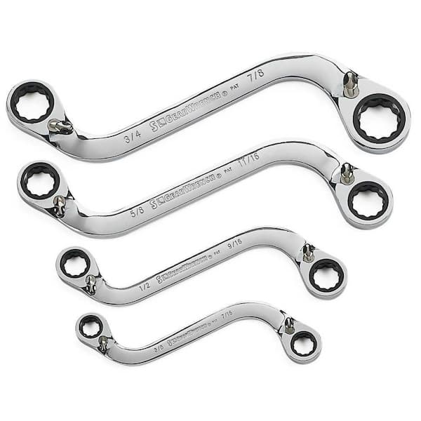 GEARWRENCH 72-Tooth 12 Point SAE Reversible S-Shape Double Box Ratcheting Wrench Set (4-Piece)