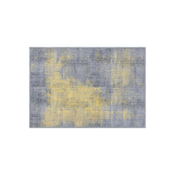 World Rug Gallery Yellow 2 ft. 1 in. x 3 ft. Contemporary Abstract Machine Washable Area Rug
