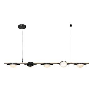 Ptolomaeus 5-Light Dimmable Integrated LED Plating Brass and Black Linear Chandelier
