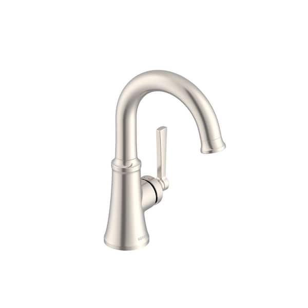 Northerly Single Handle Single Hole Bathroom Faucet with Deckplate and 50/50 Touch Down Drain Included in Brushed Nickel