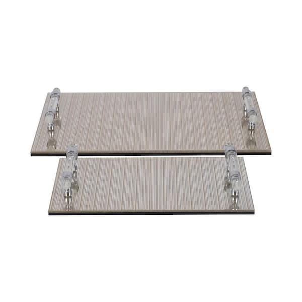 Liv & Skye Gold/Metallic 12/16 in. Wood Sparkly Decorative Trays with Handles (Set of 2)