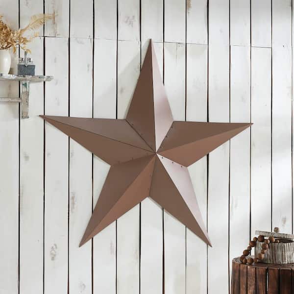 1-Piece 48 in. x 48 in. Rust Brown Distressed Metal Star Wall Decor