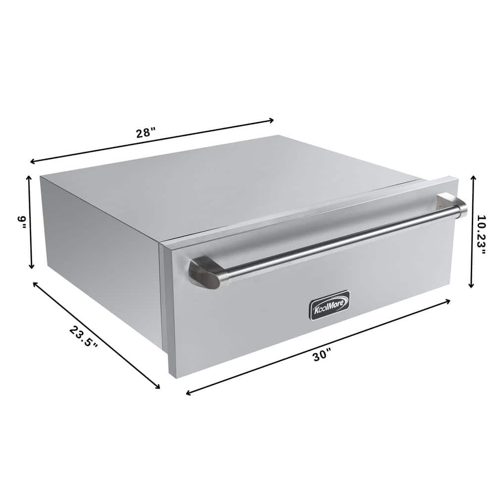 30-Inch Stainless Steel Built-In Warming Drawer with Three Compartments