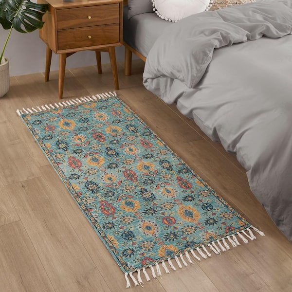 Jessica Simpson Chinille Fringe Machine Washable Teal 2 ft Jessica Simpson Chinille Fringe Machine Washable Teal 2 ft