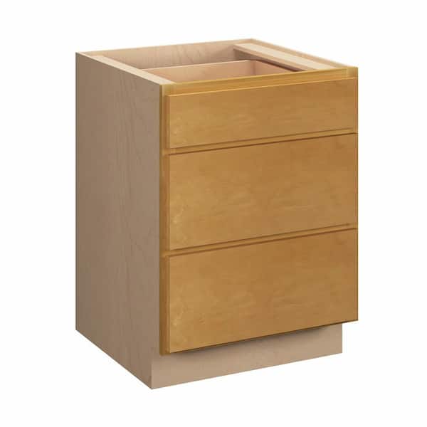 Kunal Kitchens Aberdeen Recessed 24 in. W x 32 in. H x 24 in. D Assembled Plywood Drawer Base Cabinet in Caramel