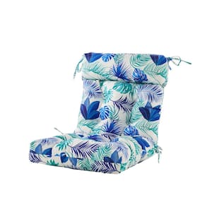 Adirondack Outdoor Chair Cushion, High Back Wicker Tufted Pillow, 21 in. x 21 in. x 4 in. , 1 Count, Floral in Blue