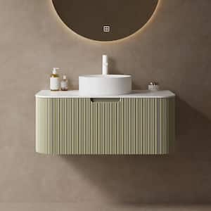 Ziyudura 36 in. Single Sink Floating Curved Edge Natural Bath