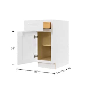 Lancaster White Plywood Shaker Stock Assembled Base Kitchen Cabinet 15 in. W x 34.5 in. H x 24 in. D