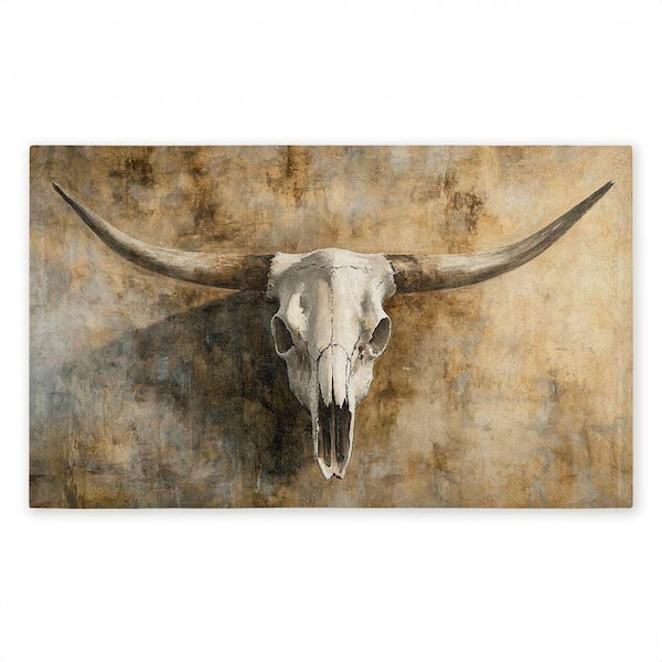 Vintage Cow Skull Brown 18 in. x 30 in. Polyester Non-Slip Outdoor Door Mat