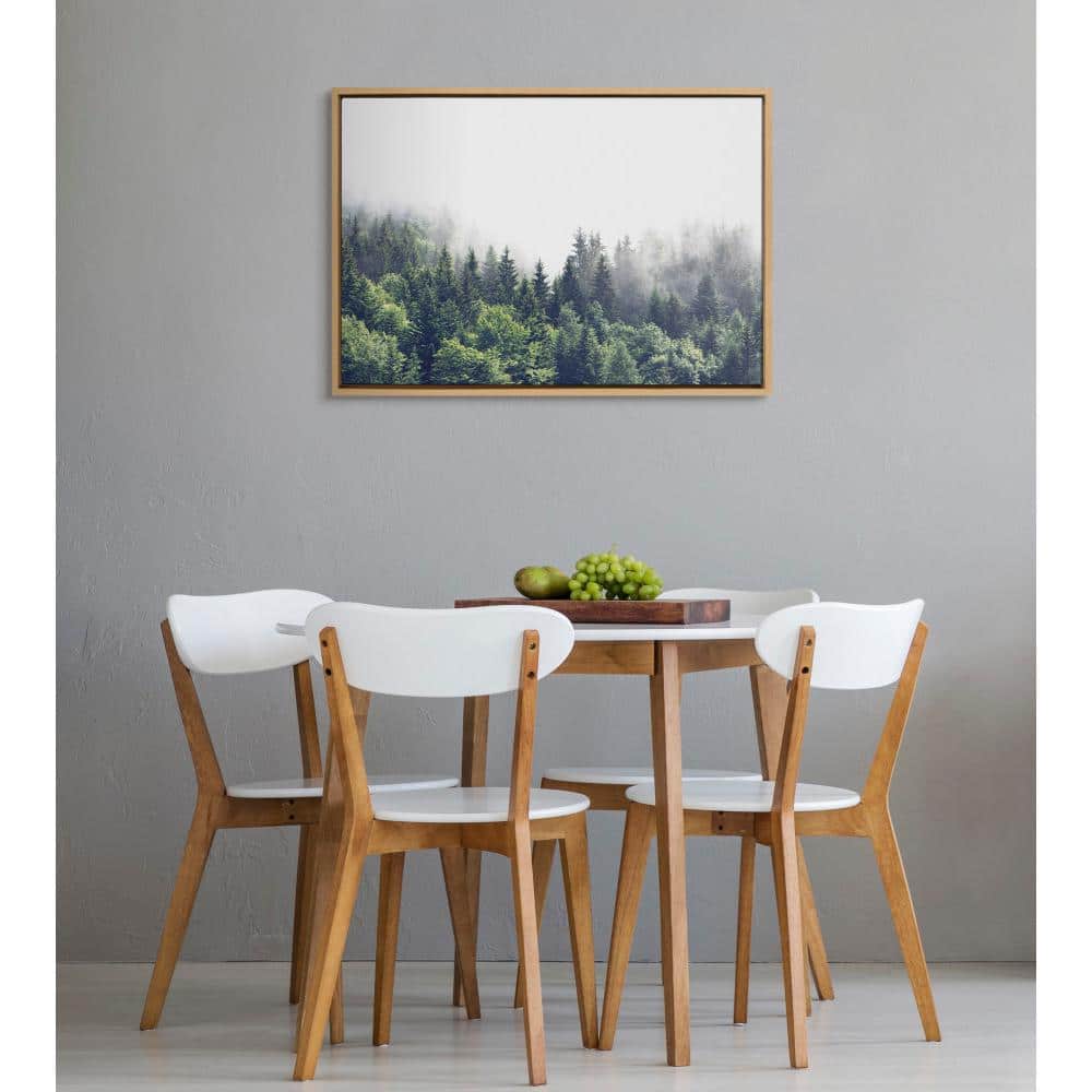Lush Green Forest on a Foggy Day Framed Canvas Print