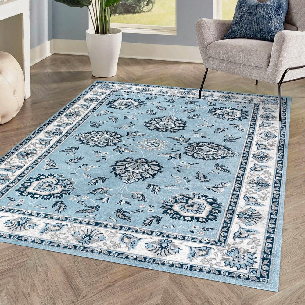 VHC Brands Farmhouse 36x72 Area Rug Blue Jolie Textured Jute Pad Floor  Decor