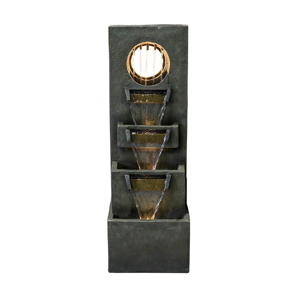 39.3 in. Resin Outdoor Waterfall Fountains Modern Tall Indoor Relaxing Soothing Floor Fountain Outdoor for House, Garden price history on PriceWatchPro