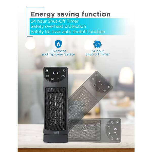 BLACK+DECKER 1500W Oscillating Ceramic Desktop Electric Heater