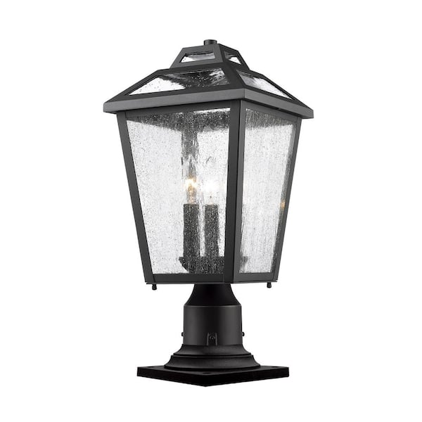 Unbranded Bayland 19 .5 in 3 Light Black Aluminum Outdoor Hardwired Weather Resistant Pier Mount Light with No Bulbs Included