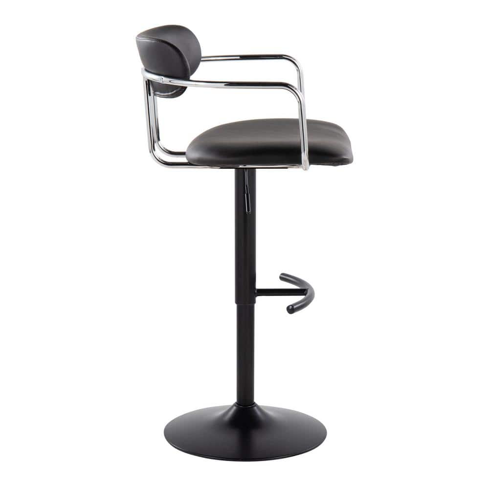 Black Adjustable Swivel Metal Bar Stool Set