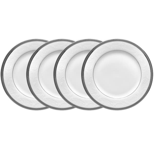 Regina Platinum 6.25 in. (White) Porcelain Bread and Butter Plates, (Set of 4)