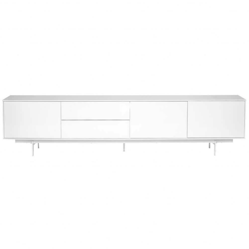 HomeRoots White TV Stand Fits TV's up to 85 in. with Drawers 2000370442