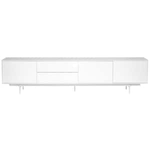 White TV Stand Fits TV's up to 85 in. with Drawers