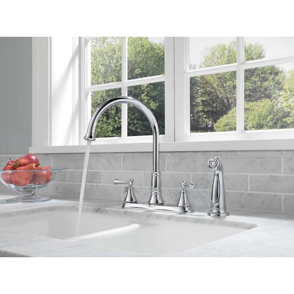 Cassidy Double Handle Standard Kitchen Faucet with Side Sprayer in Chrome