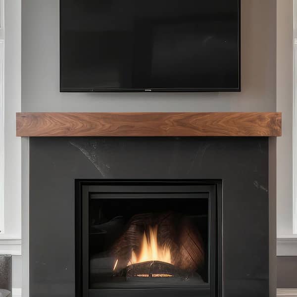 Walnut Creek Matte Clear Stain 72 in. Walnut Wood Fireplace Cap-Shelf Mantel