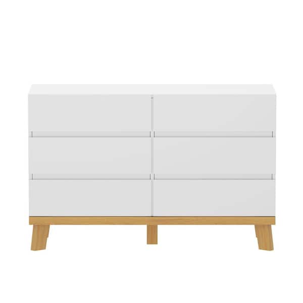 15.75 in. W x 47.24 in. D x 30.3 in. H White MDF Linen Cabinet with 6 ...