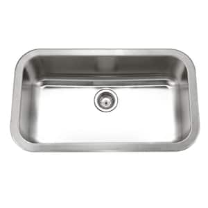 Houzer Medallion Gourmet 31 in. Stainless Steel Undermount Single Bowl Kitchen Sink with Strainer - MGS-3018-1